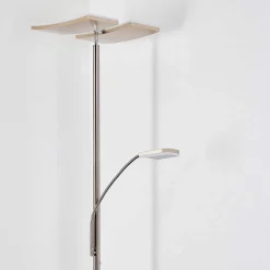 Lampadaire A Vasque Thyolo Led Acier Brosse, 2 Lumieres