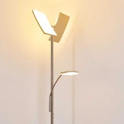 Lampadaire A Vasque Thyolo Led Acier Brosse, 2 Lumieres