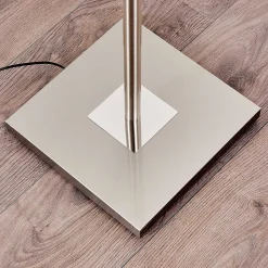 Lampadaire A Vasque Thyolo Led Acier Brosse, 2 Lumieres