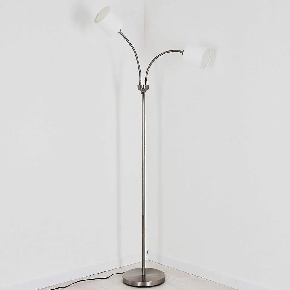 Lampadaire Alsen Nickel Mat, 2 Lumieres