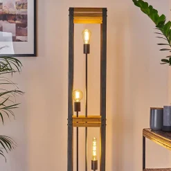 Lampadaire Apia Brun Clair, Argente, 3 Lumieres