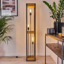 Lampadaire Apia Brun Clair, Argente, 3 Lumieres