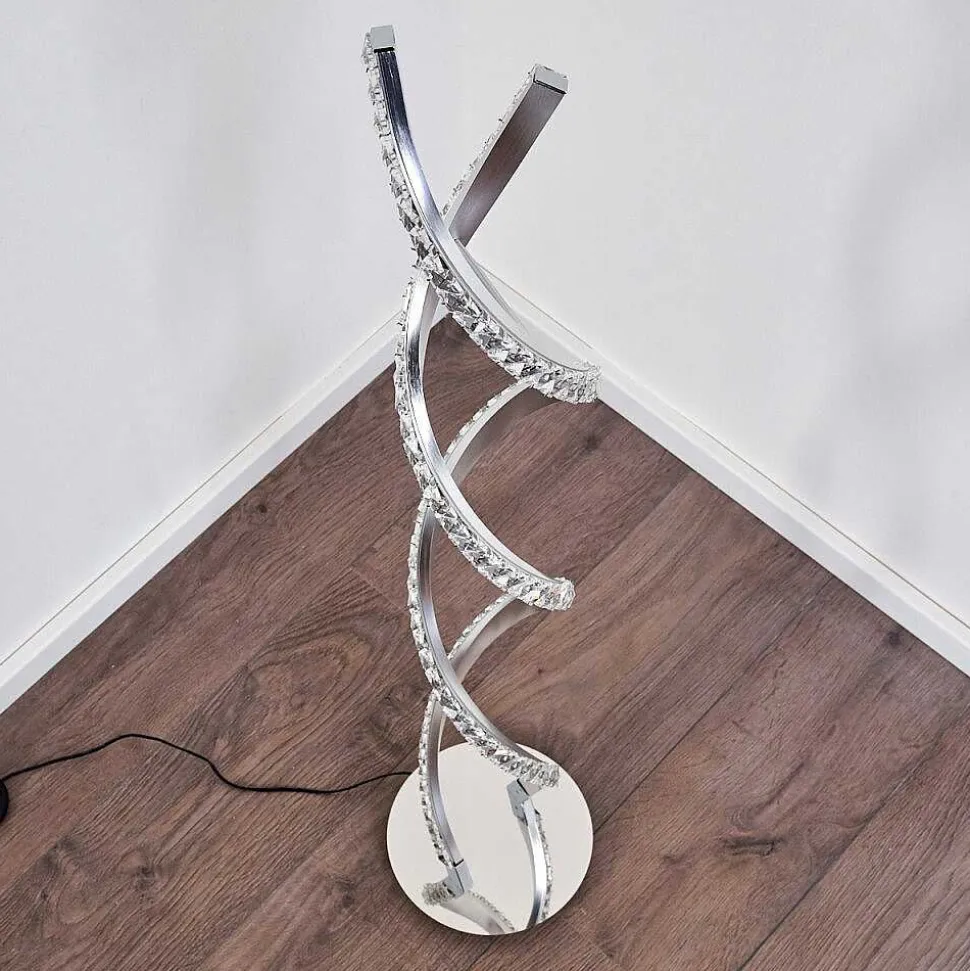 Lampadaire Assuan Led Chrome, 1 Lumiere, Telecommandes, Changeur De Couleurs