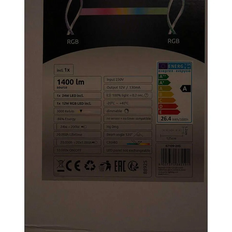 Lampadaire Assuan Led Chrome, 1 Lumiere, Telecommandes, Changeur De Couleurs