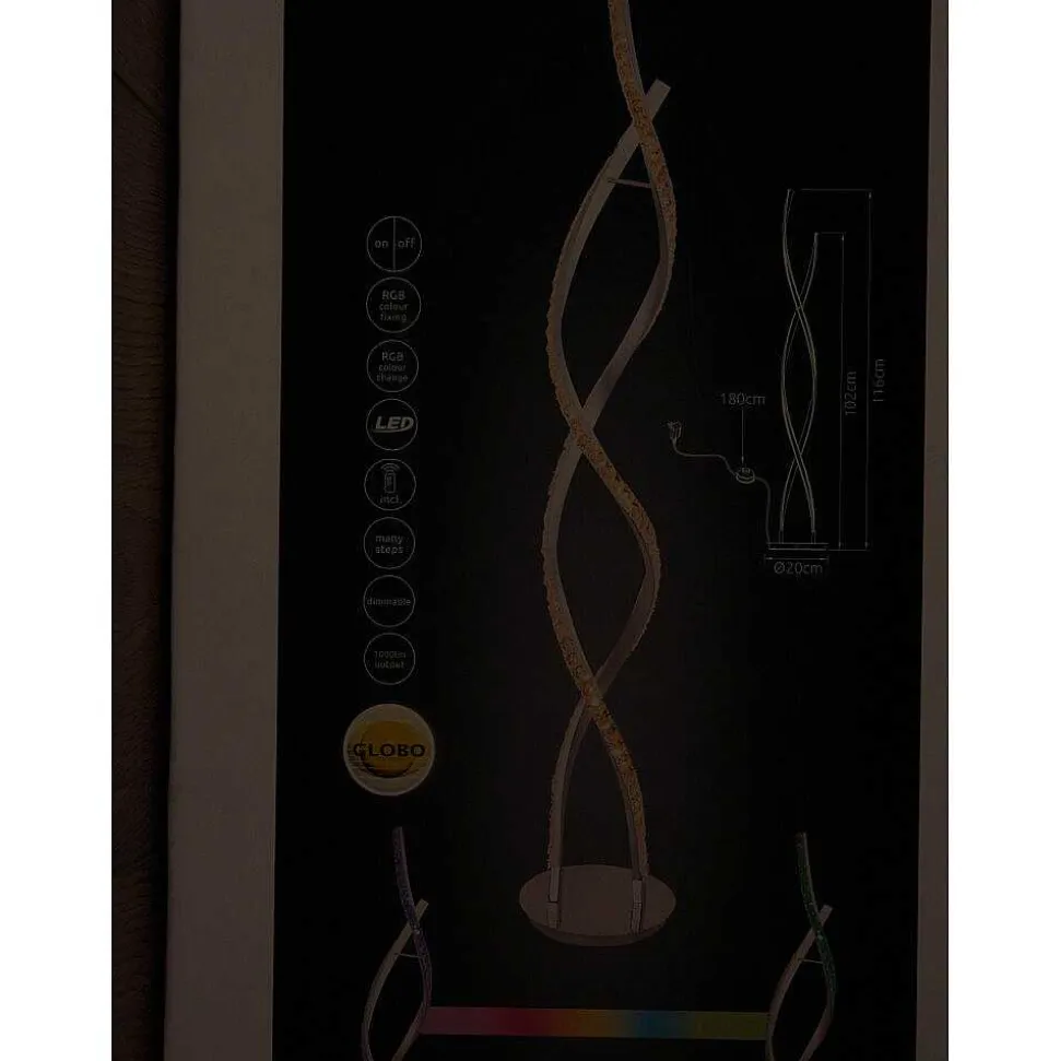 Lampadaire Assuan Led Chrome, 1 Lumiere, Telecommandes, Changeur De Couleurs