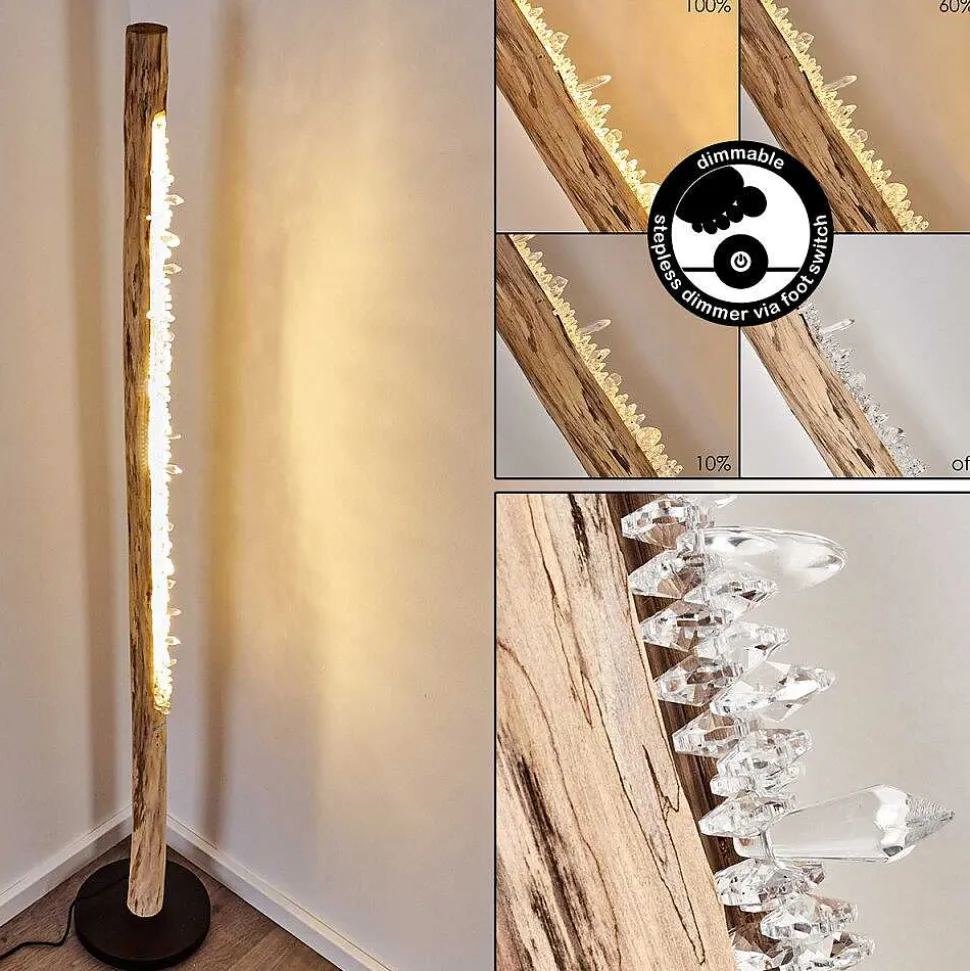 Lampadaire Bansberia Led Bois Clair, Noir, 1 Lumiere