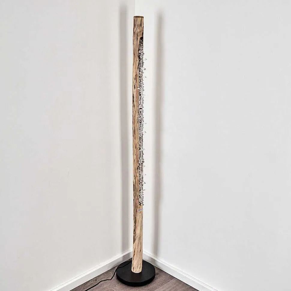 Lampadaire Bansberia Led Bois Clair, Noir, 1 Lumiere