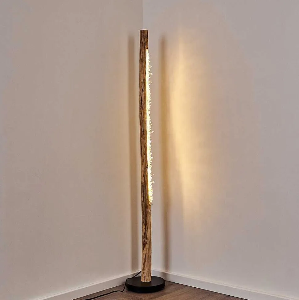 Lampadaire Bansberia Led Bois Clair, Noir, 1 Lumiere