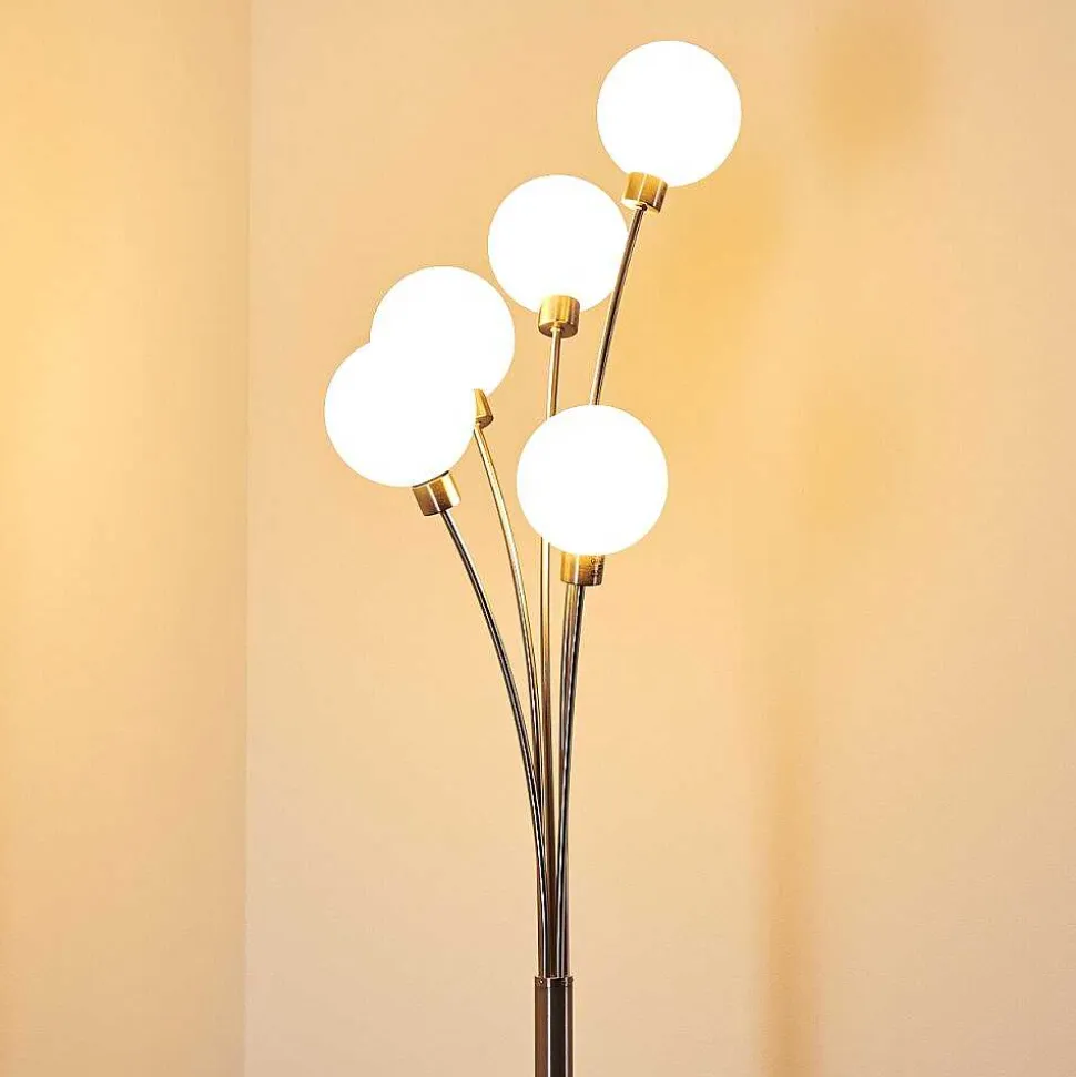 Lampadaire Bernado Nickel Mat, 5 Lumieres