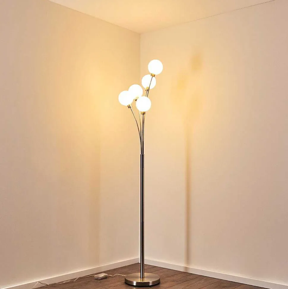 Lampadaire Bernado Nickel Mat, 5 Lumieres