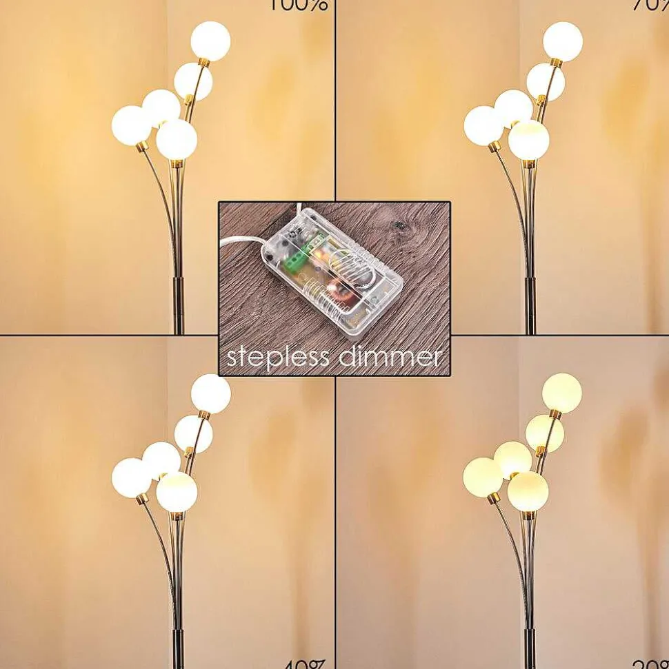 Lampadaire Bernado Nickel Mat, 5 Lumieres