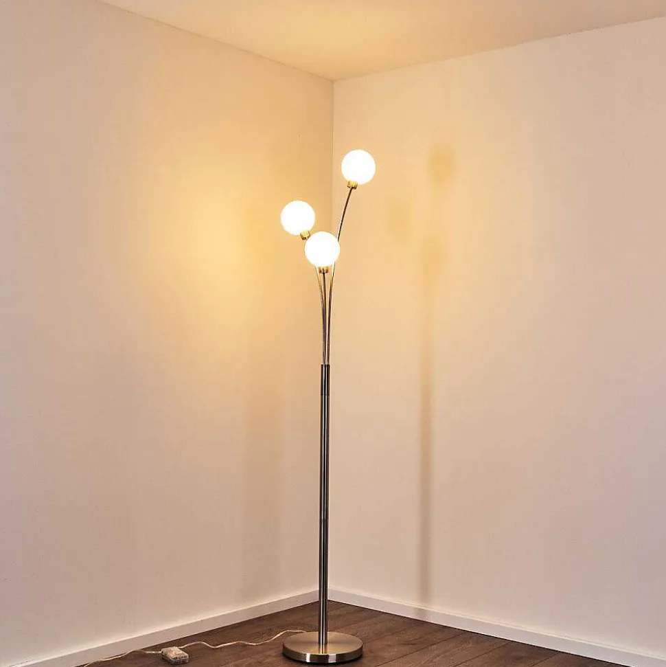 Lampadaire Bernado Nickel Mat, 3 Lumieres
