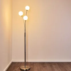 Lampadaire Bernado Nickel Mat, 3 Lumieres