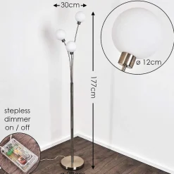 Lampadaire Bernado Nickel Mat, 3 Lumieres