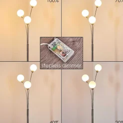 Lampadaire Bernado Nickel Mat, 3 Lumieres