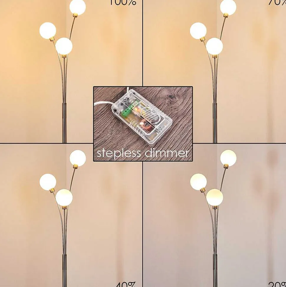 Lampadaire Bernado Nickel Mat, 3 Lumieres