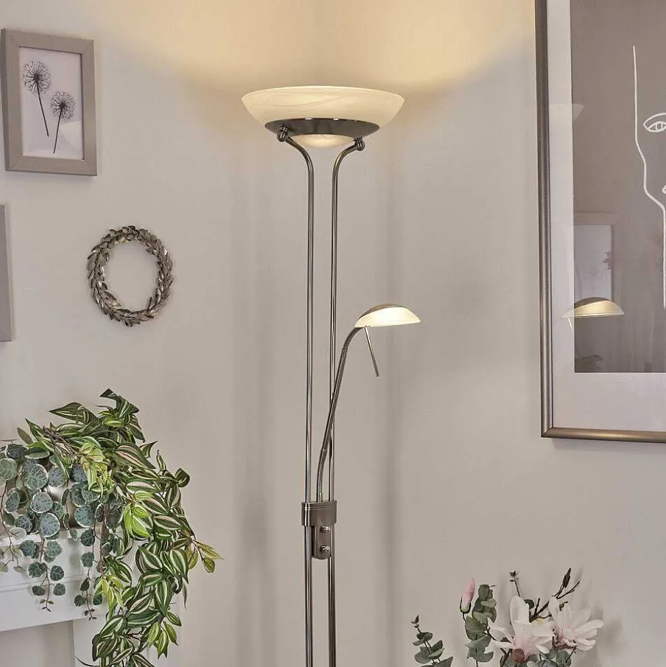 Lampadaire Biot Led Nickel Mat, 2 Lumieres