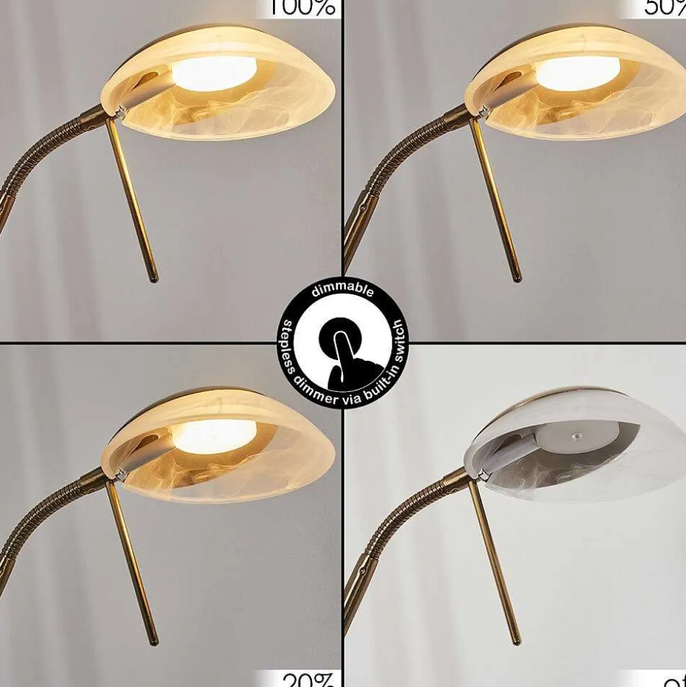 Lampadaire Biot Led Vieux Laiton, 2 Lumieres
