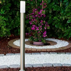 Lampadaire Caserta Acier Inoxydable, 1 Lumiere, Detecteur De Mouvement