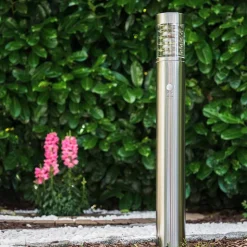 Lampadaire Dakar Acier Inoxydable, 1 Lumiere, Detecteur De Mouvement
