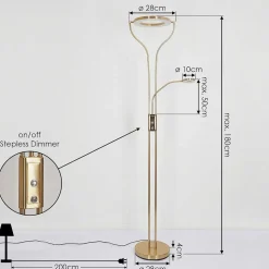 Lampadaire Donna Led Laiton, 2 Lumieres