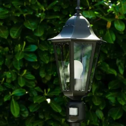 Lampadaire Exterieur Bristol Noir, 1 Lumiere, Detecteur De Mouvement