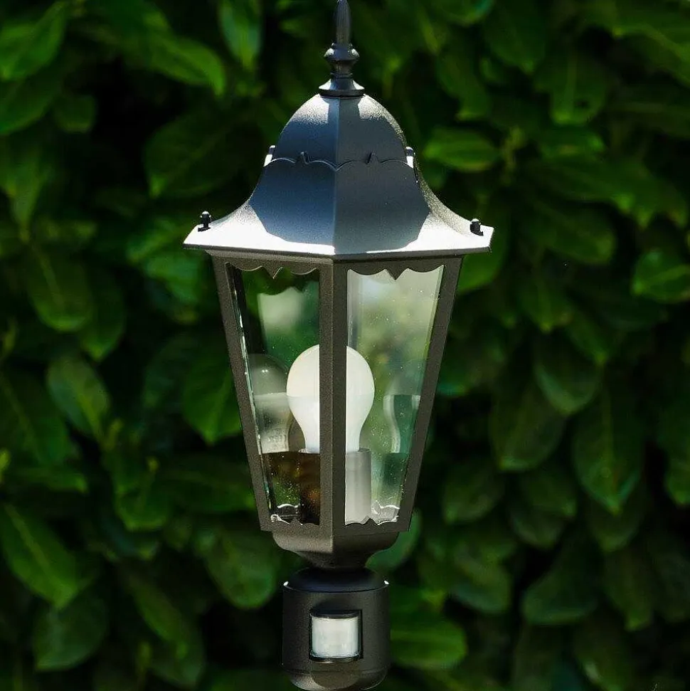 Lampadaire Exterieur Bristol Noir, 1 Lumiere, Detecteur De Mouvement