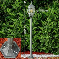 Lampadaire Exterieur Lentua Vert, Noir, 1 Lumiere