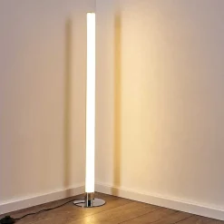 Lampadaire Flaut Led Chrome, 1 Lumiere, Telecommandes, Changeur De Couleurs