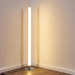 Lampadaire Flaut Led Chrome, 1 Lumiere, Telecommandes, Changeur De Couleurs
