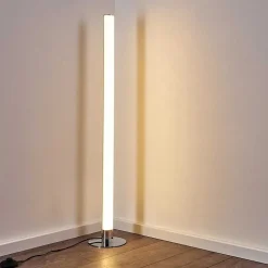 Lampadaire Flaut Led Chrome, 1 Lumiere, Telecommandes, Changeur De Couleurs