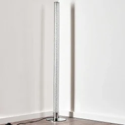 Lampadaire Flaut Led Chrome, 1 Lumiere, Telecommandes, Changeur De Couleurs