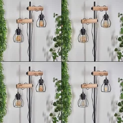 Lampadaire Gondo Ecru, Noir, 2 Lumieres
