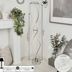 Lampadaire Henrichemont Led Chrome, Nickel Mat, 1 Lumiere