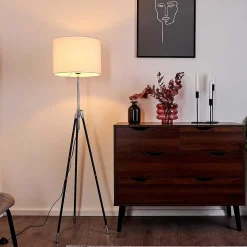 Lampadaire Honoa Chrome, Noir, 1 Lumiere
