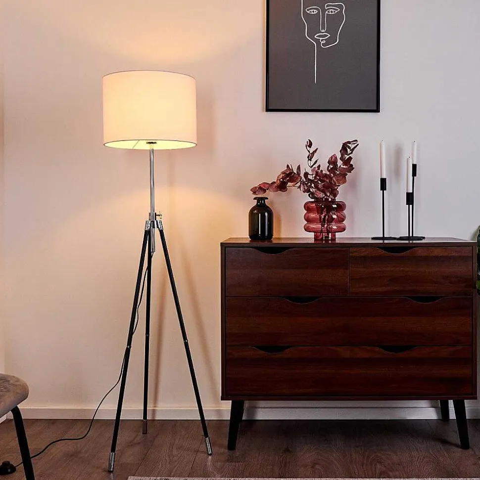 Lampadaire Honoa Chrome, Noir, 1 Lumiere