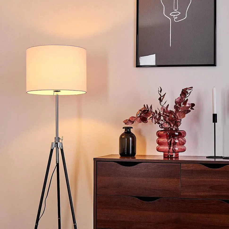 Lampadaire Honoa Chrome, Noir, 1 Lumiere