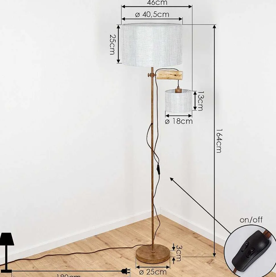Lampadaire Jagualito Ecru, Rouille, 2 Lumieres