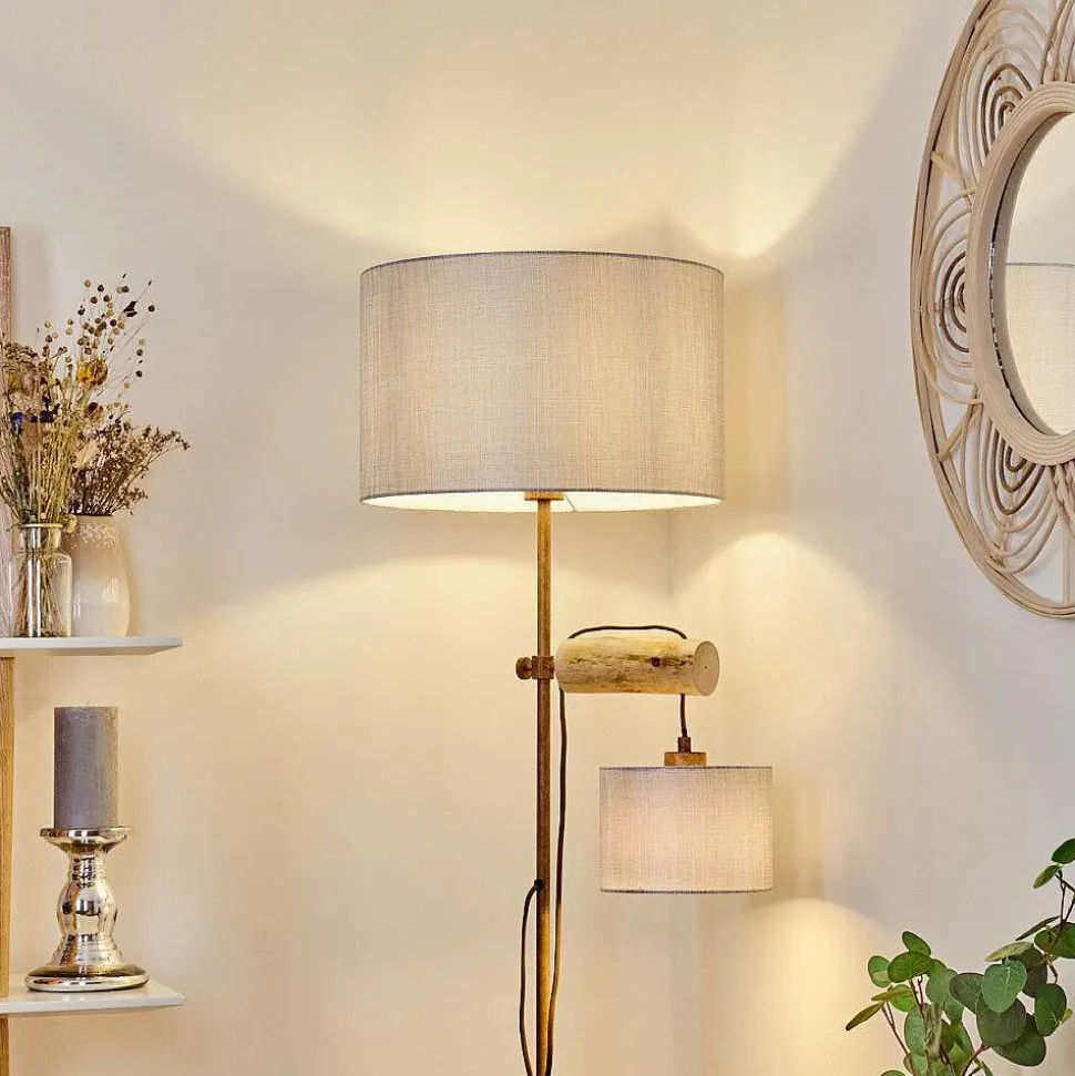 Lampadaire Jagualito Ecru, Rouille, 2 Lumieres
