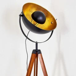 Lampadaire Jupiter Brun, Bois Fonce, Noir, 1 Lumiere