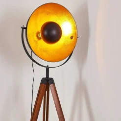 Lampadaire Jupiter Brun, Bois Fonce, Noir, 1 Lumiere