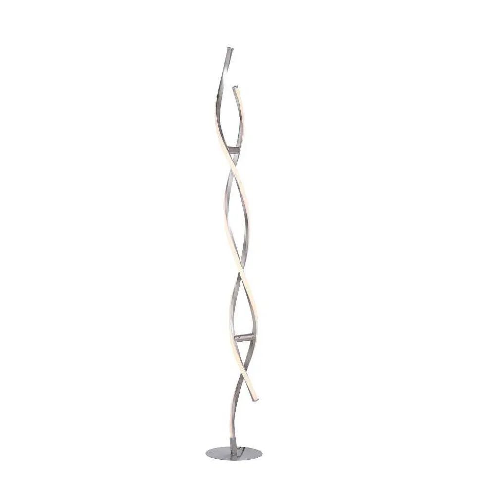 Lampadaire Leuchten-Direkt Lolasmart-Swing Led Acier Brosse, 2 Lumieres, Telecommandes, Changeur De Couleurs