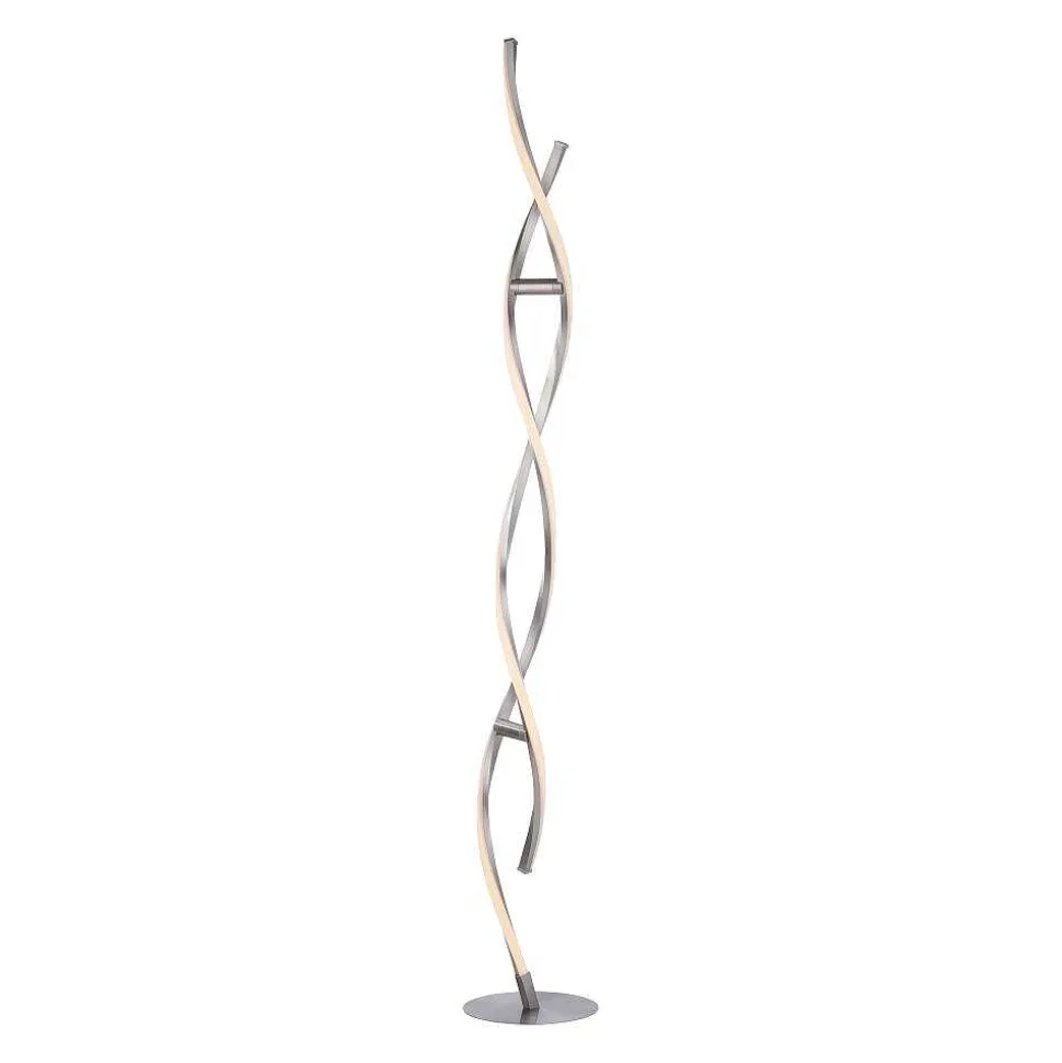 Lampadaire Leuchten-Direkt Lolasmart-Swing Led Acier Brosse, 2 Lumieres, Telecommandes, Changeur De Couleurs
