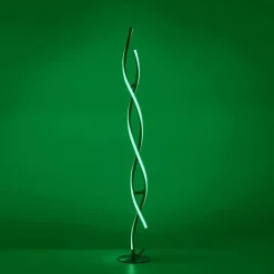 Lampadaire Leuchten-Direkt Lolasmart-Swing Led Acier Brosse, 2 Lumieres, Telecommandes, Changeur De Couleurs