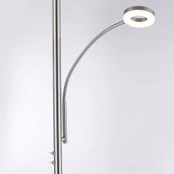 Lampadaire Leuchten-Direkt Lolasmart-Rocco Led Acier Brosse, 1 Lumiere, Telecommandes
