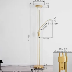 Lampadaire Mairoa Led Laiton, 2 Lumieres