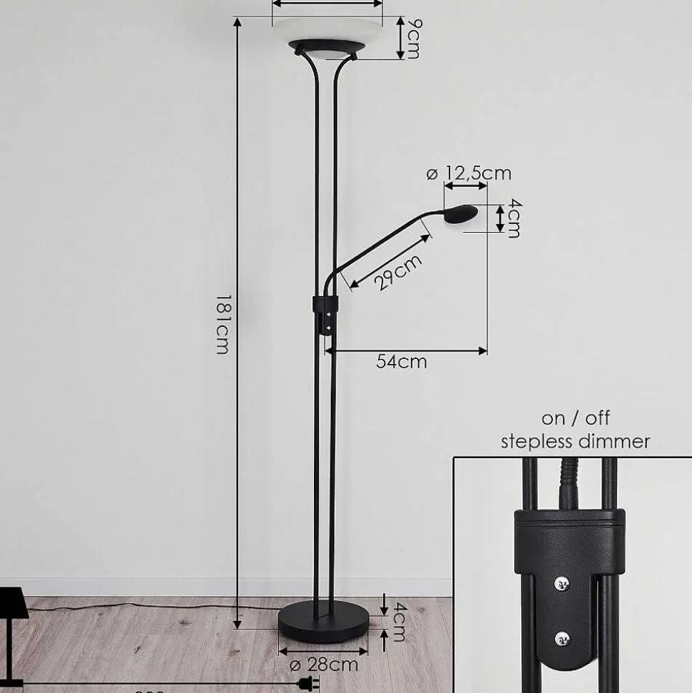 Lampadaire Mairoa Led Noir, 2 Lumieres