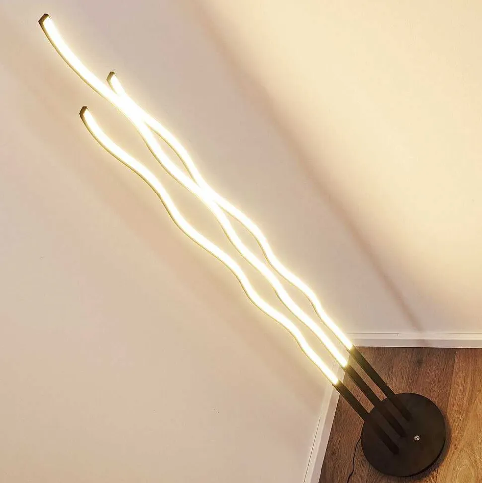 Lampadaire Mapleton Led Noir, 3 Lumieres, Telecommandes