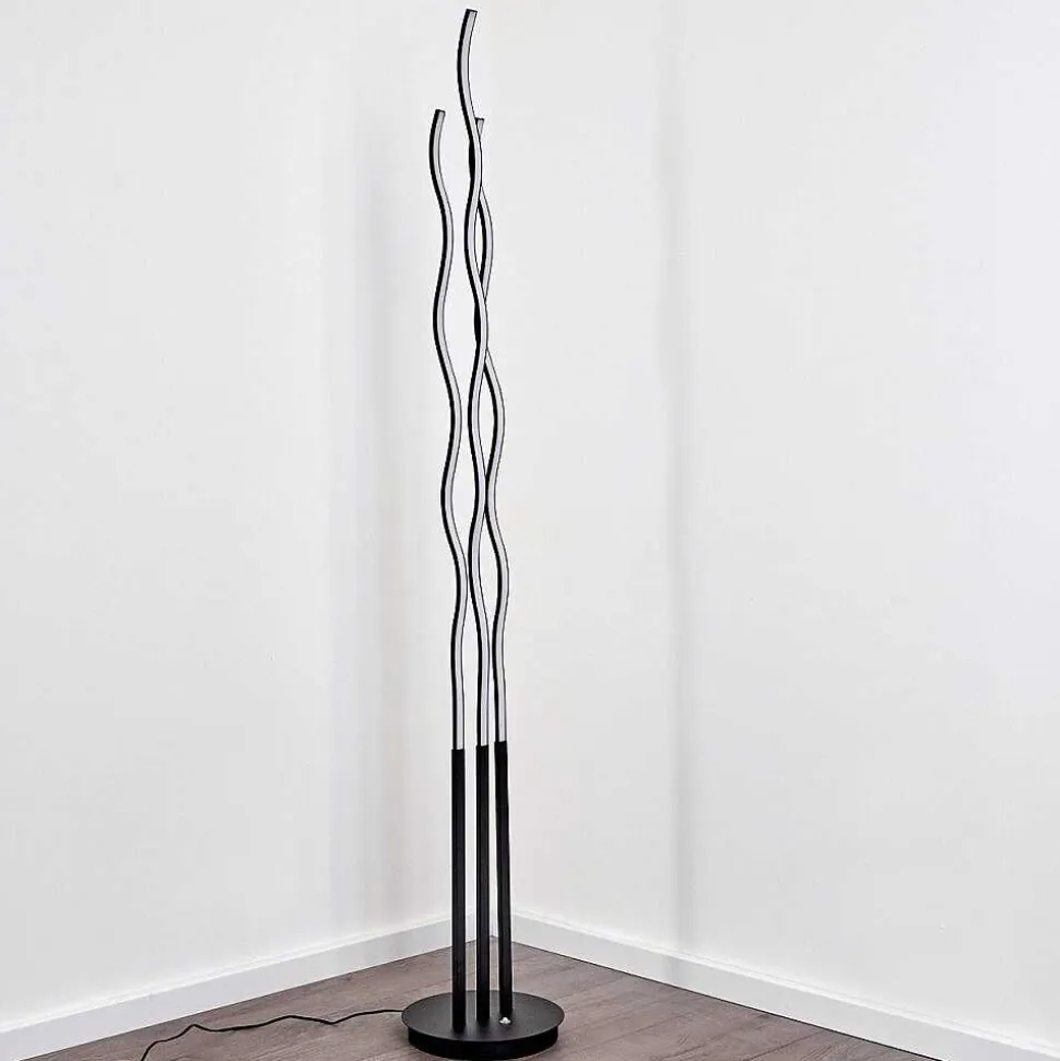 Lampadaire Mapleton Led Noir, 3 Lumieres, Telecommandes