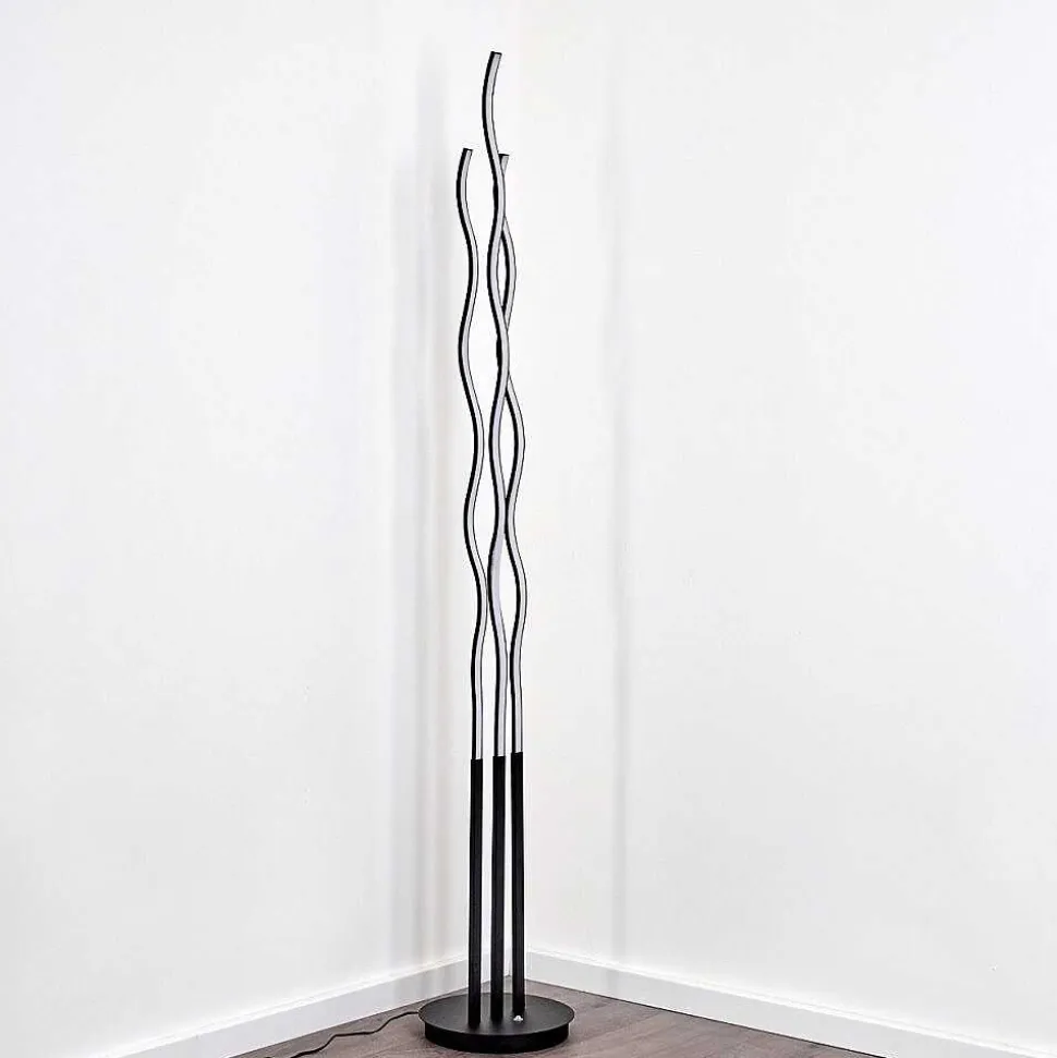 Lampadaire Mapleton Led Noir, 3 Lumieres, Telecommandes